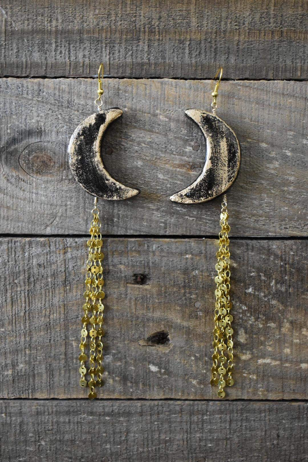 Boho moon sale earrings