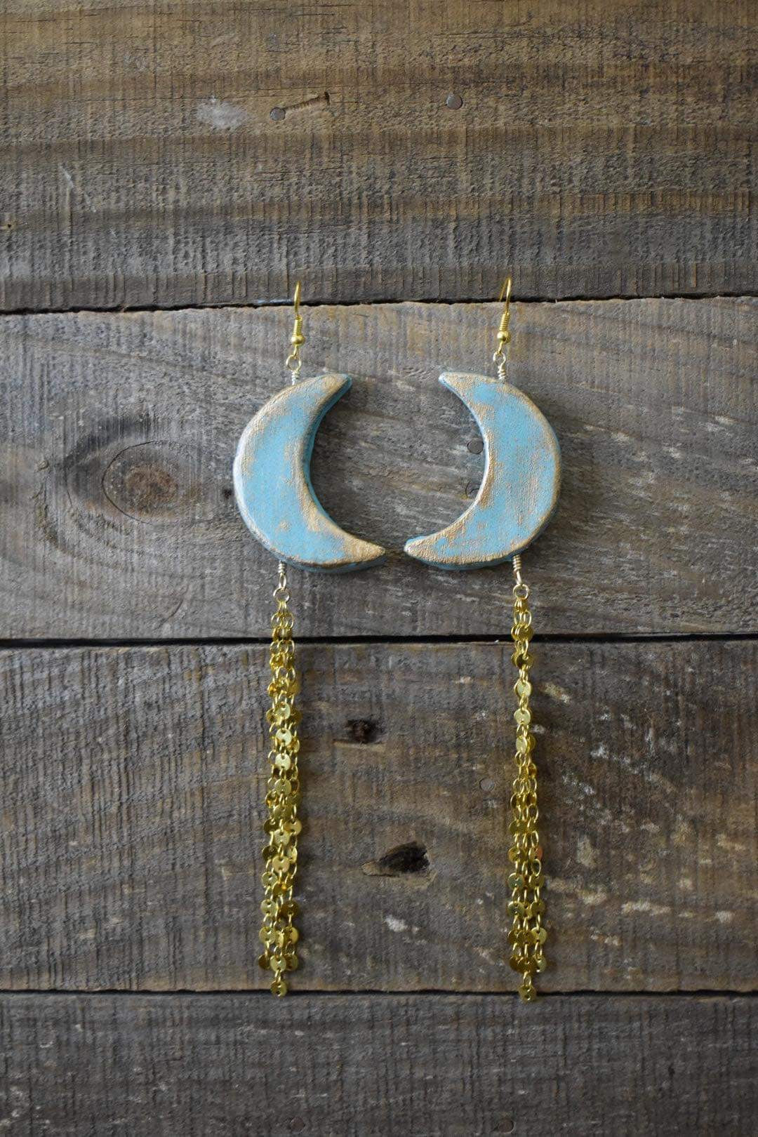 Boho Moon Earrings • Ocean Turquoise